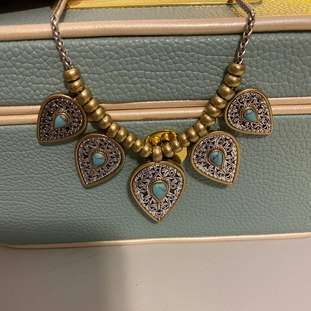 Lucky Brand Turquoise Leaf Necklace